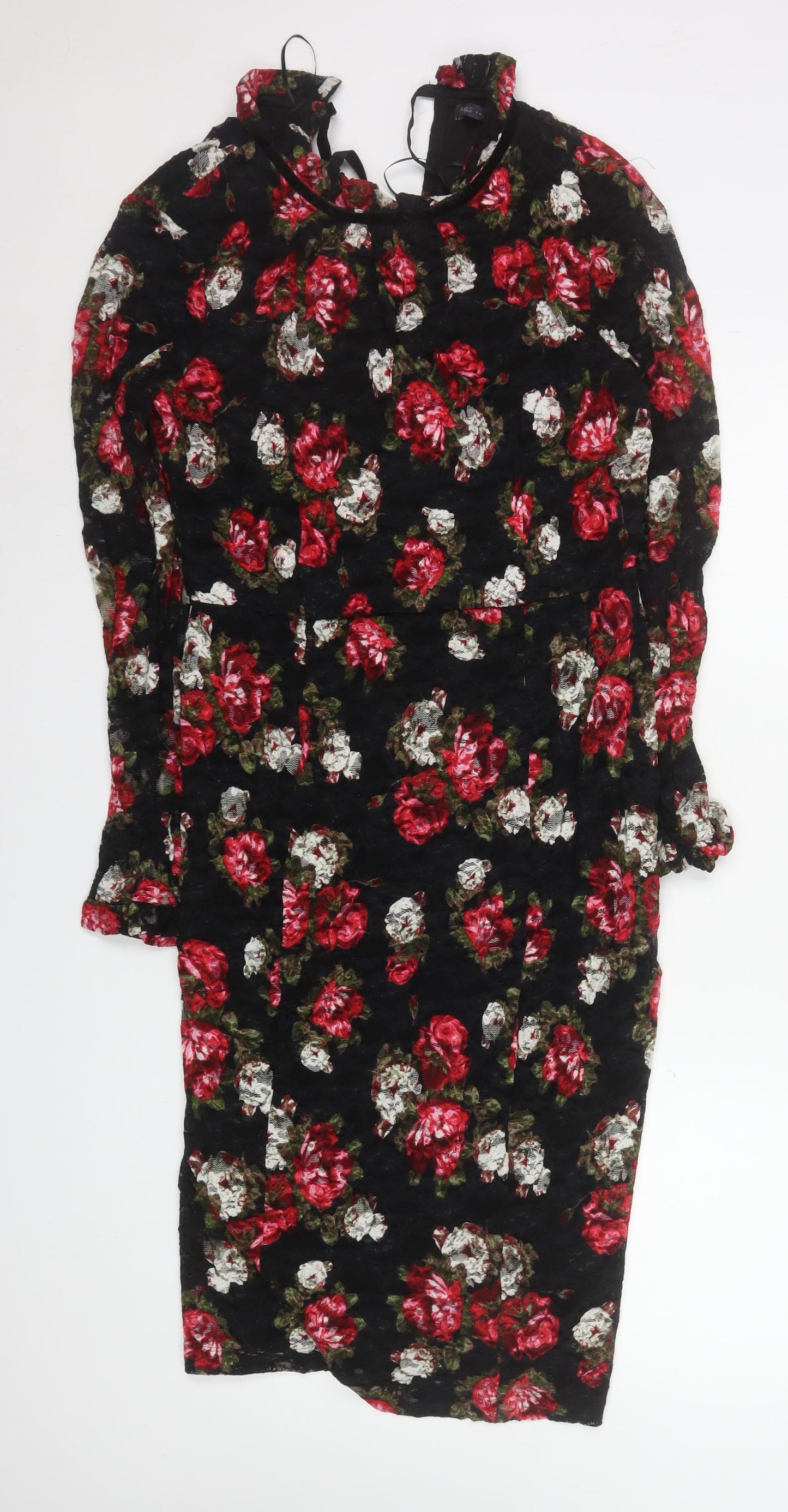 Marks and Spencer Womens Multicoloured Floral Lace Bodycon Dress Size 14