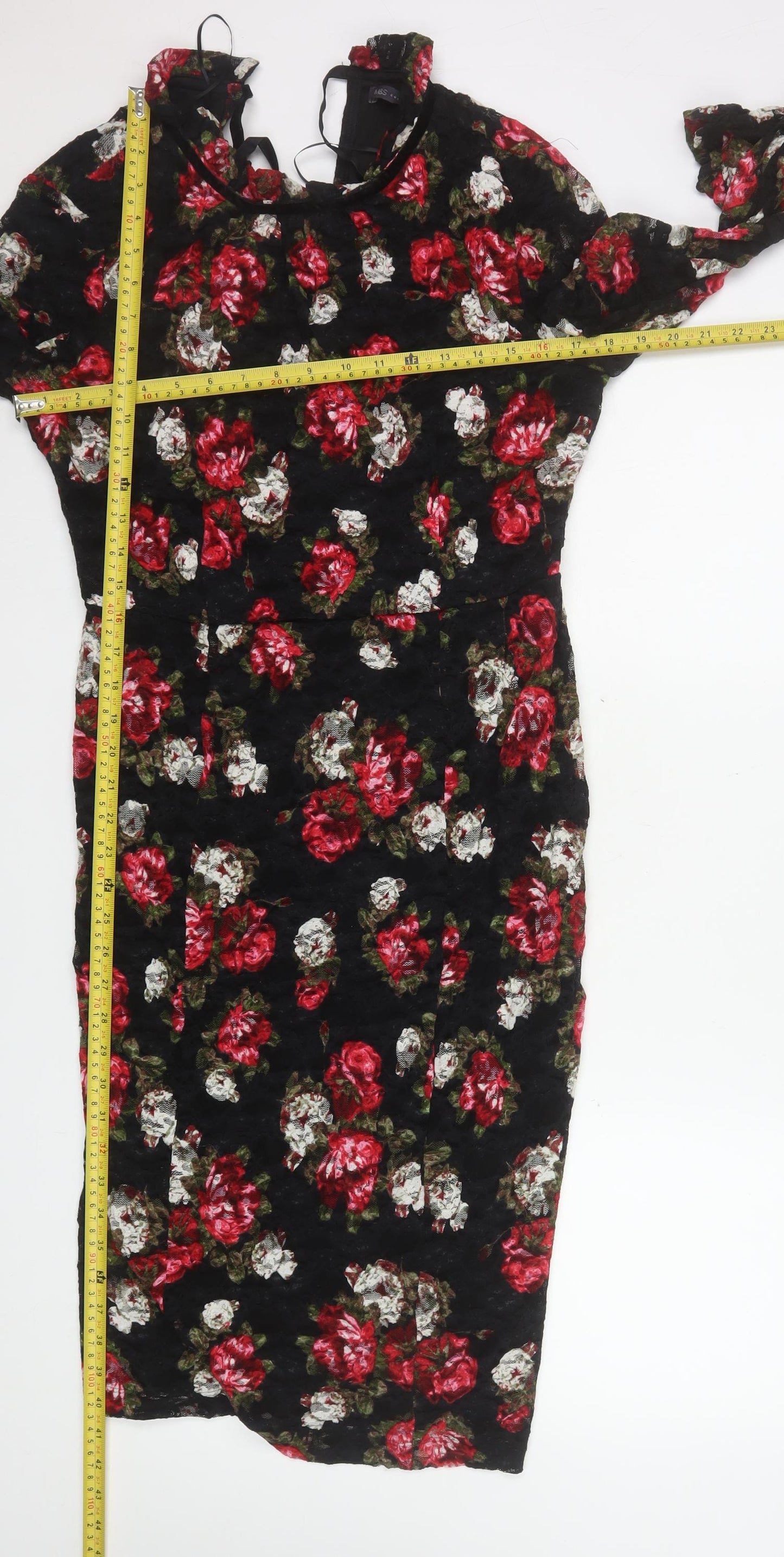 Marks and Spencer Womens Multicoloured Floral Lace Bodycon Dress Size 14