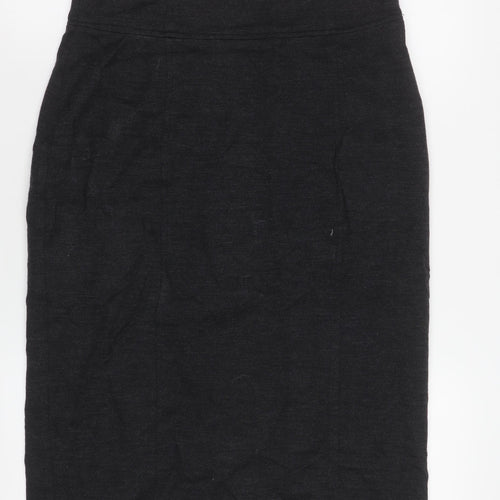 L.K. Bennett Women Black Wool Pencil Skirt Size 14 Knee Length