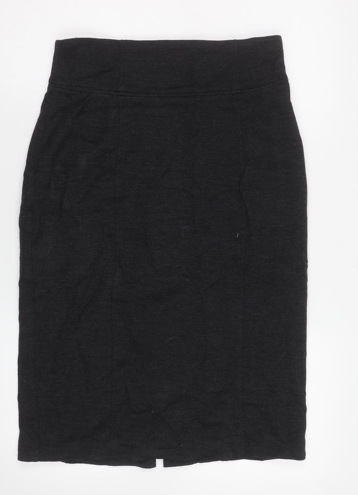 L.K. Bennett Women Black Wool Pencil Skirt Size 14 Knee Length