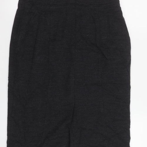 L.K. Bennett Women Black Wool Pencil Skirt Size 14 Knee Length