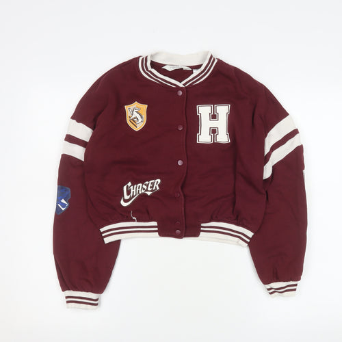 H&M Girls Burgundy Harry Potter Varsity Jacket 11-12 Years Cotton Blend