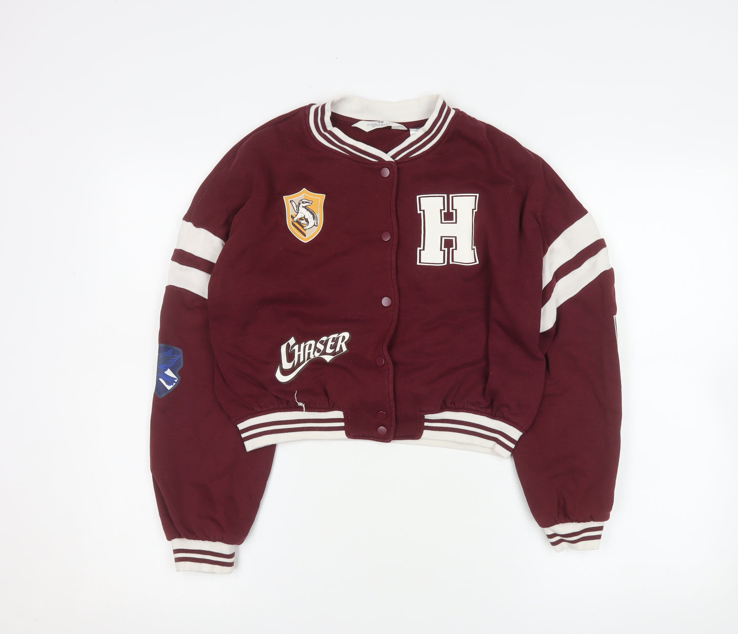 H&M Girls Burgundy Harry Potter Varsity Jacket 11-12 Years Cotton Blend
