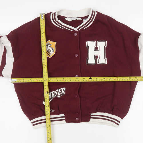 H&M Girls Burgundy Harry Potter Varsity Jacket 11-12 Years Cotton Blend