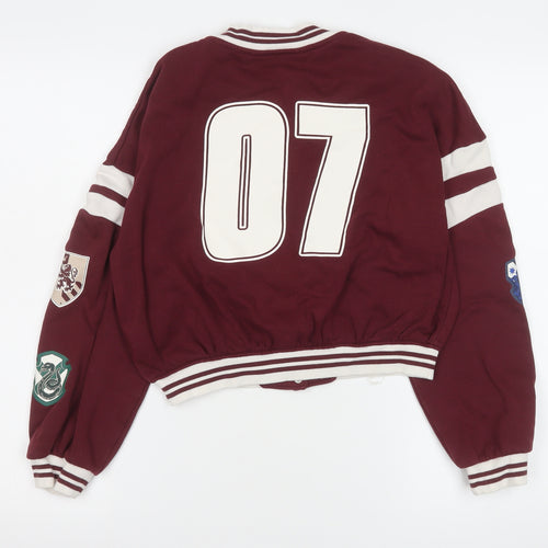 H&M Girls Burgundy Harry Potter Varsity Jacket 11-12 Years Cotton Blend