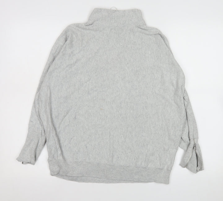 Mint Velvet Women Grey Roll Neck Zip Sleeve Pullover Sweatshirt L