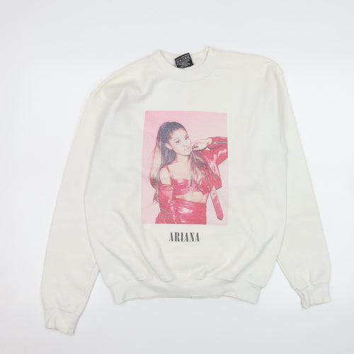 Absolute Cult Women's White Ariana Graphic Print Pullover Sweatshirt XL