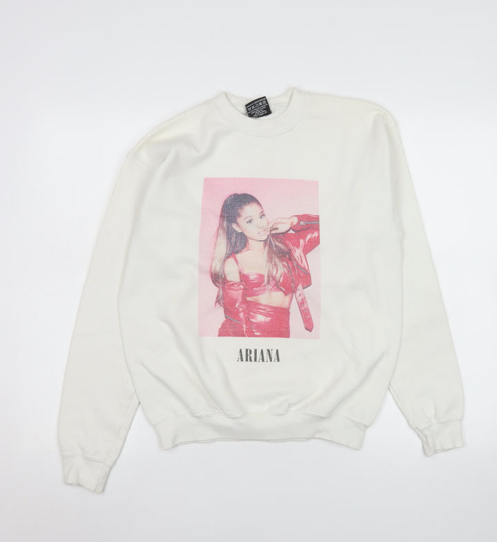 Absolute Cult Women's White Ariana Graphic Print Pullover Sweatshirt XL