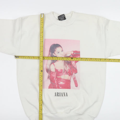 Absolute Cult Women's White Ariana Graphic Print Pullover Sweatshirt XL