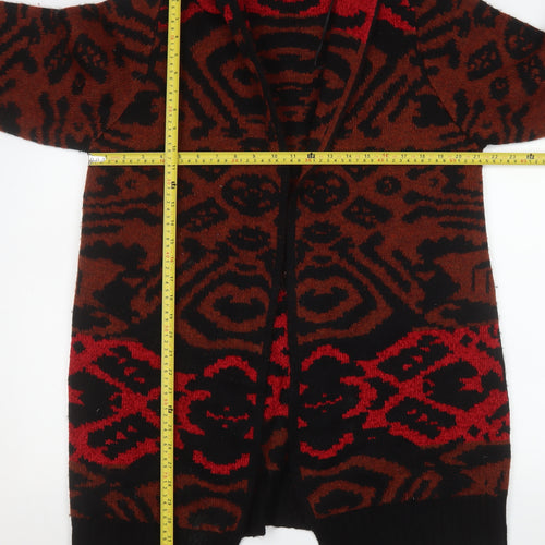 Marks and Spencer Women's Red Geometric Knit Long Cardigan Size 16