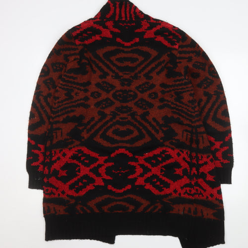 Marks and Spencer Women's Red Geometric Knit Long Cardigan Size 16