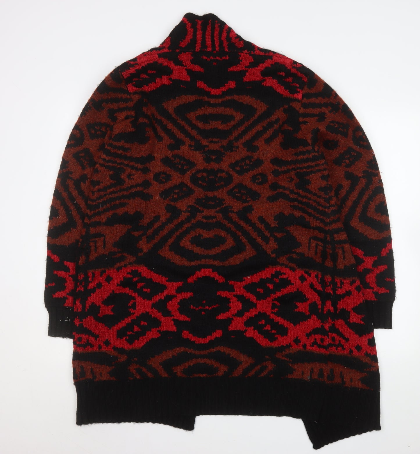 Marks and Spencer Women's Red Geometric Knit Long Cardigan Size 16