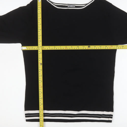 Amaranto Womens Black 3/4 Sleeve Knit Boat Neck Top Size 18