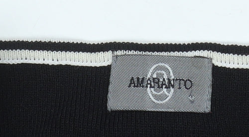 Amaranto Womens Black 3/4 Sleeve Knit Boat Neck Top Size 18