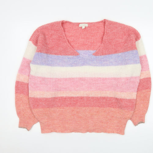 Monsoon Women’s Multicoloured L V-Neck Chunky Knit Jumper