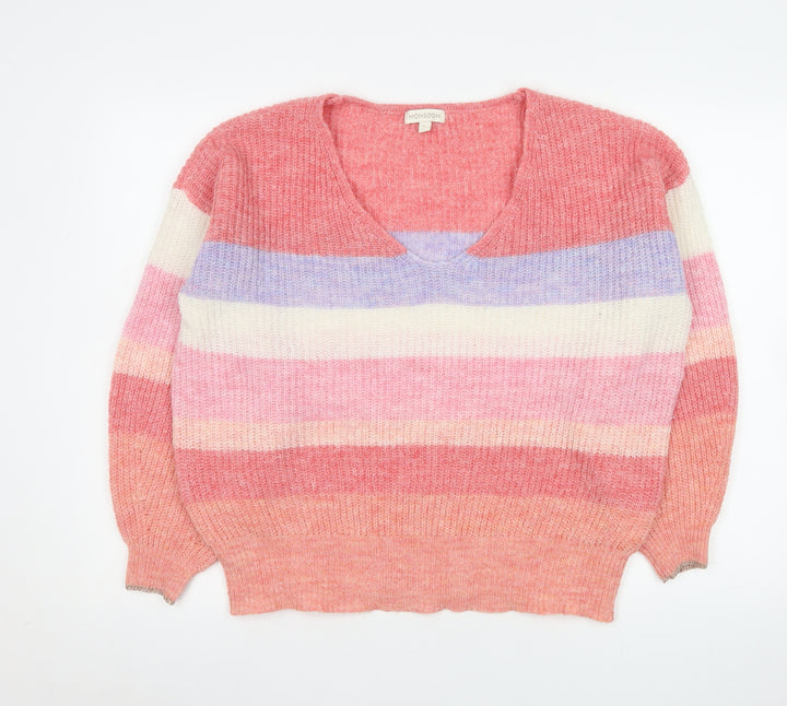 Monsoon Women’s Multicoloured L V-Neck Chunky Knit Jumper