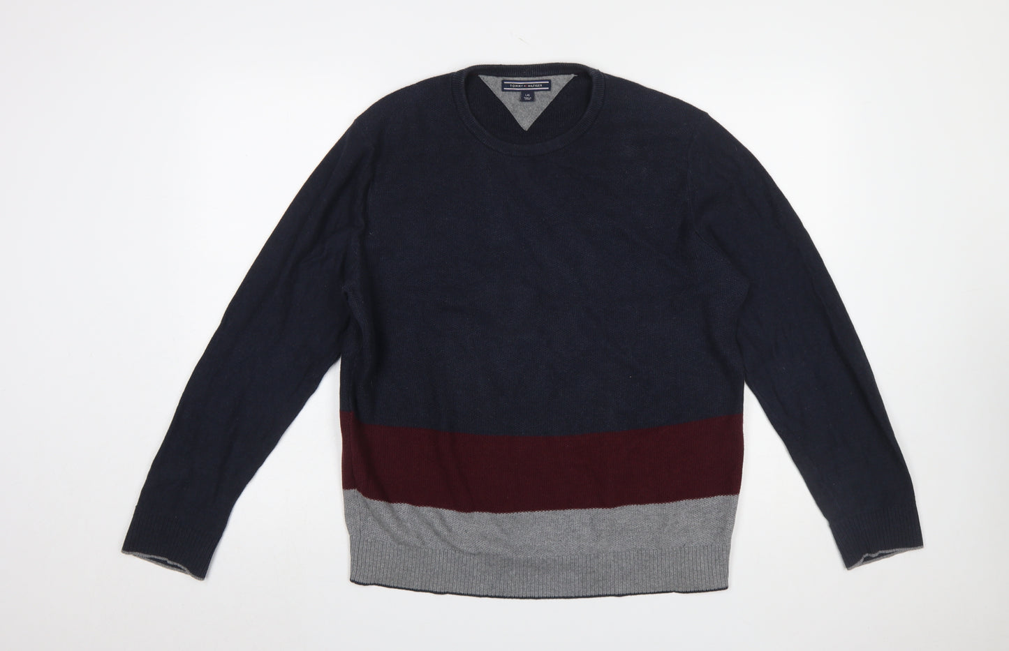 Tommy Hilfiger Men's Multicoloured Cotton Crew Neck Jumper L