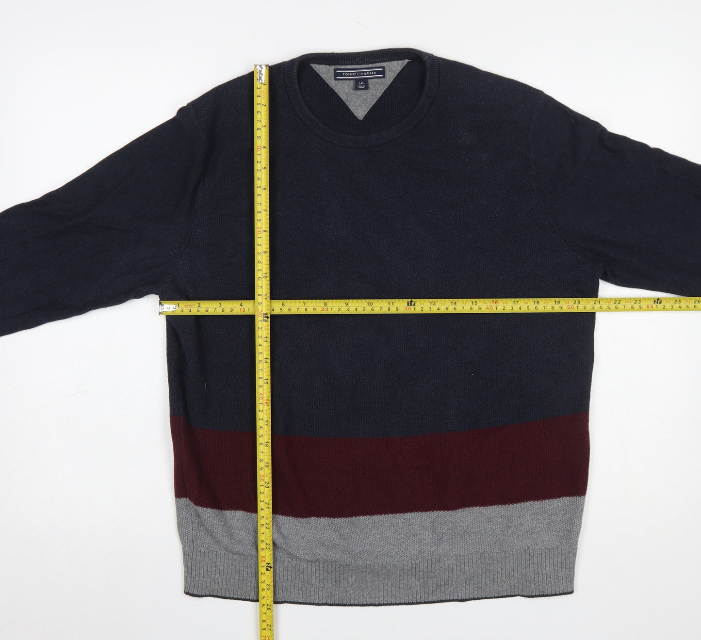 Tommy Hilfiger Men's Multicoloured Cotton Crew Neck Jumper L
