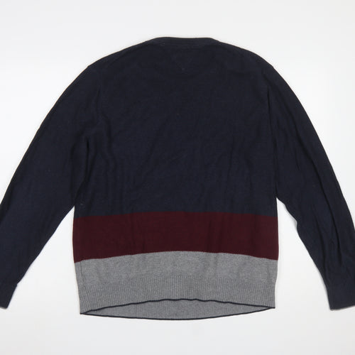 Tommy Hilfiger Men's Multicoloured Cotton Crew Neck Jumper L