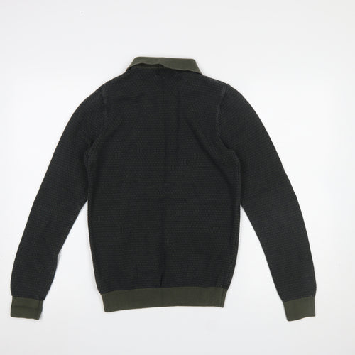 Next Men's Green Collared Cotton Henley Jumper Size S