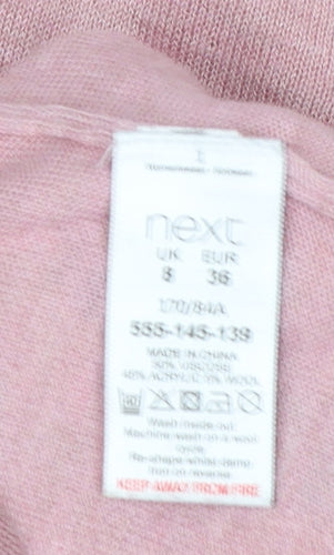 Next Women’s Pink Lace Trim Crew Neck Knit Jumper Size 8