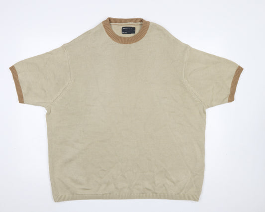 ASOS DESIGN Men’s Beige Short Sleeve Crew Neck Knit Jumper L