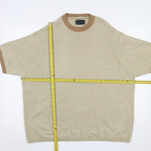 ASOS DESIGN Men’s Beige Short Sleeve Crew Neck Knit Jumper L