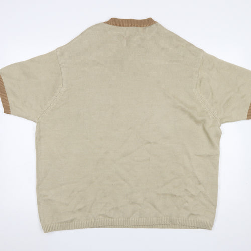 ASOS DESIGN Men’s Beige Short Sleeve Crew Neck Knit Jumper L