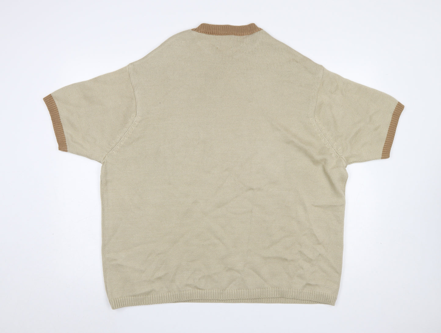 ASOS DESIGN Men’s Beige Short Sleeve Crew Neck Knit Jumper L