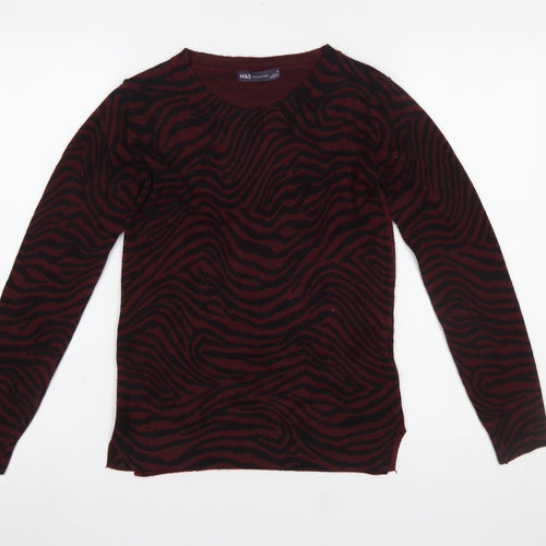 Marks and Spencer Women Red Animal Print Knit Jumper Size 6