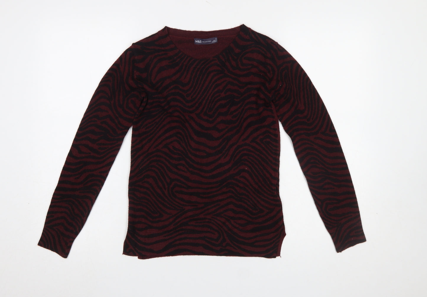 Marks and Spencer Women Red Animal Print Knit Jumper Size 6