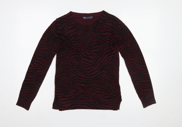 Marks and Spencer Women Red Animal Print Knit Jumper Size 6
