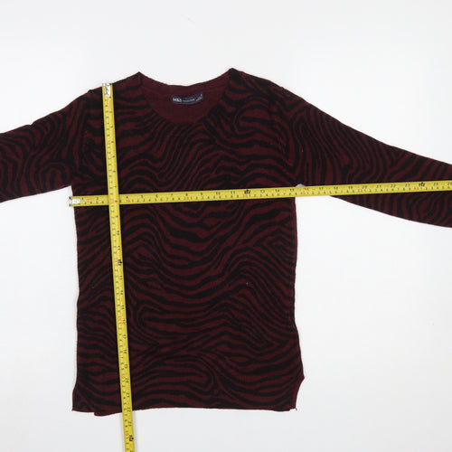 Marks and Spencer Women Red Animal Print Knit Jumper Size 6