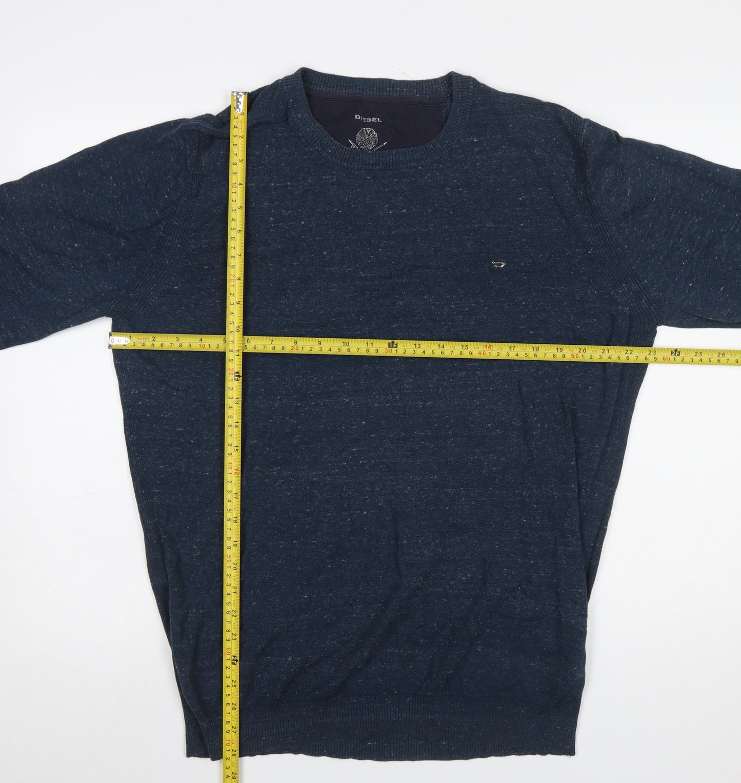 Diesel Men's Blue XL Crew Neck Knit Cotton Jumper