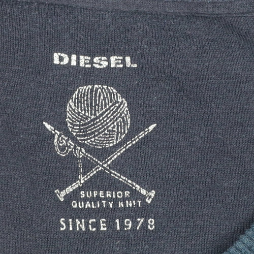 Diesel Men's Blue XL Crew Neck Knit Cotton Jumper