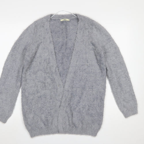 Oasis Women’s Grey Fluffy Knit V-Neck Cardigan Size S