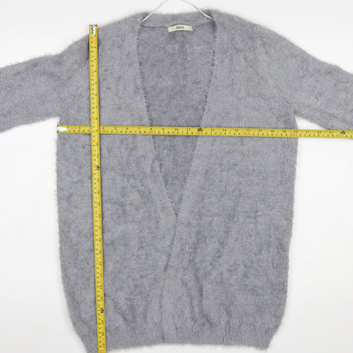 Oasis Women’s Grey Fluffy Knit V-Neck Cardigan Size S