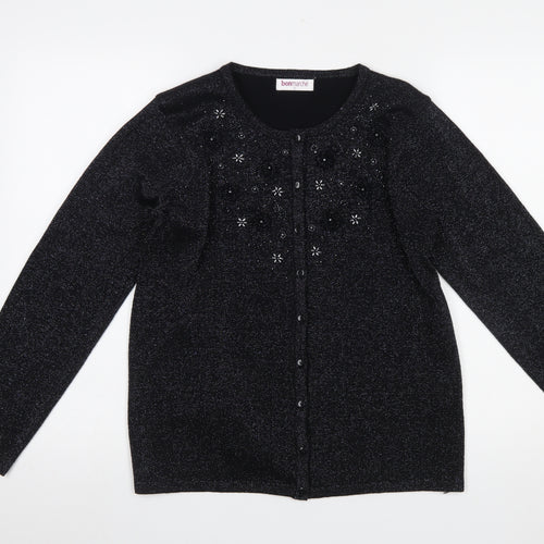 Bonmarché Women’s Black Beaded Long Sleeve Cardigan Size S