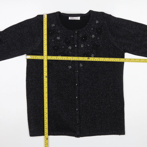 Bonmarché Women’s Black Beaded Long Sleeve Cardigan Size S