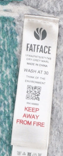 FatFace Women Grey Fair Isle Open Cardigan UK 8 Wool Blend Knit