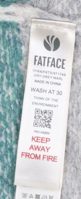 FatFace Women Grey Fair Isle Open Cardigan UK 8 Wool Blend Knit