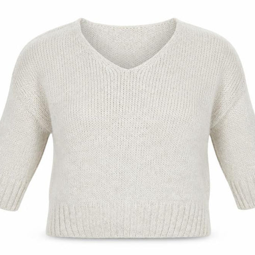 Alessia Pacini Women’s Ivory V-Neck Chunky Knit Jumper S