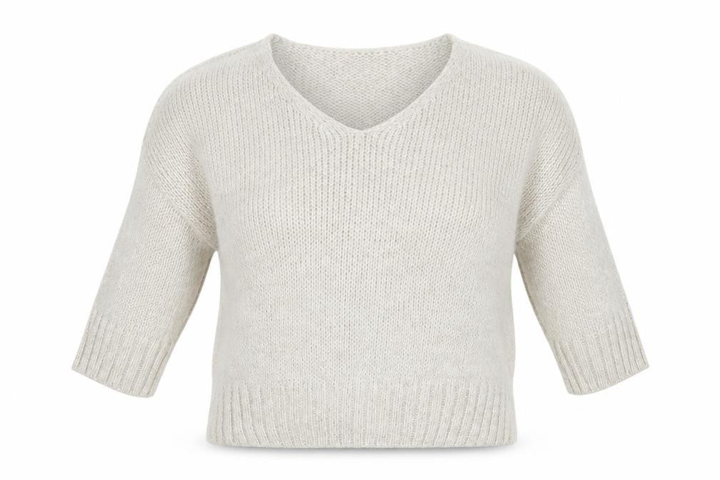 Alessia Pacini Women’s Ivory V-Neck Chunky Knit Jumper S