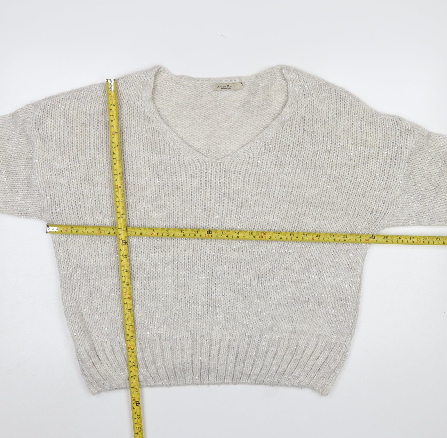 Alessia Pacini Women’s Ivory V-Neck Chunky Knit Jumper S