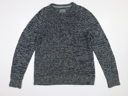 FatFace Mens Blue Chunky Knit Cotton Acrylic Crew Neck Jumper Size L