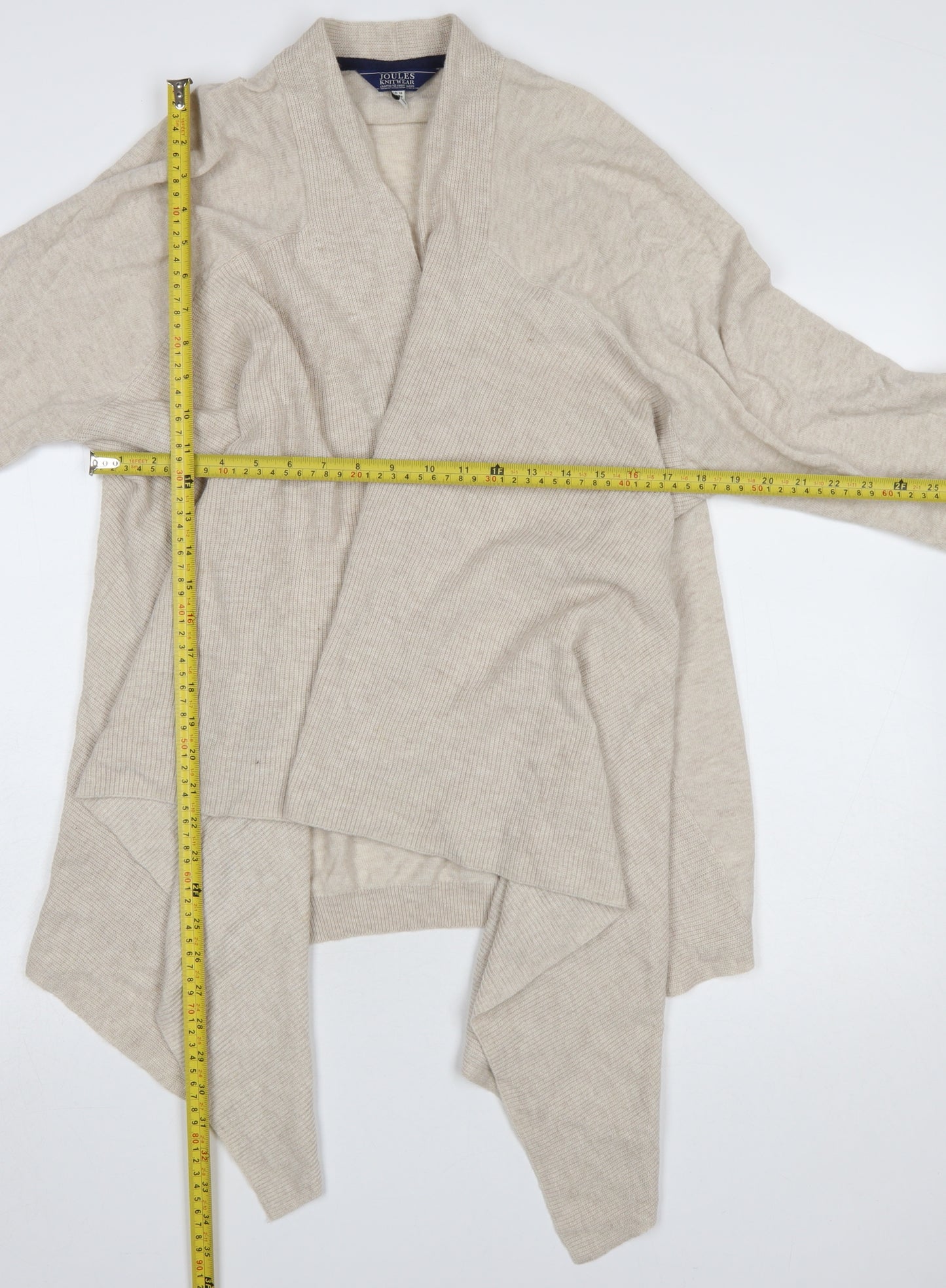 Joules Womens Beige Wrap Knit Cardigan UK 18 Long Sleeve Wool Blend