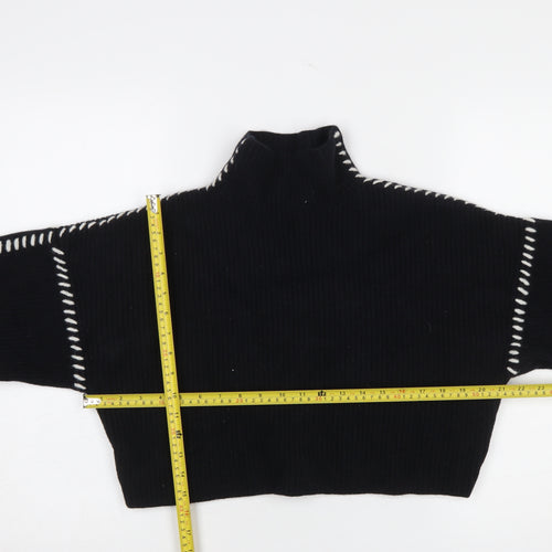 H&M Women's Black Wool High Neck Knit Jumper Size S