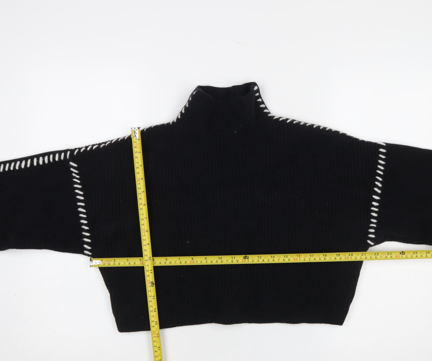 H&M Women's Black Wool High Neck Knit Jumper Size S