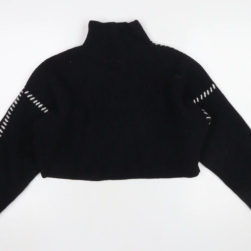 H&M Women's Black Wool High Neck Knit Jumper Size S