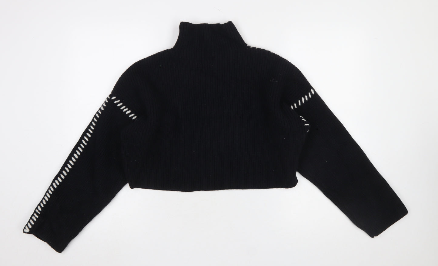 H&M Women's Black Wool High Neck Knit Jumper Size S